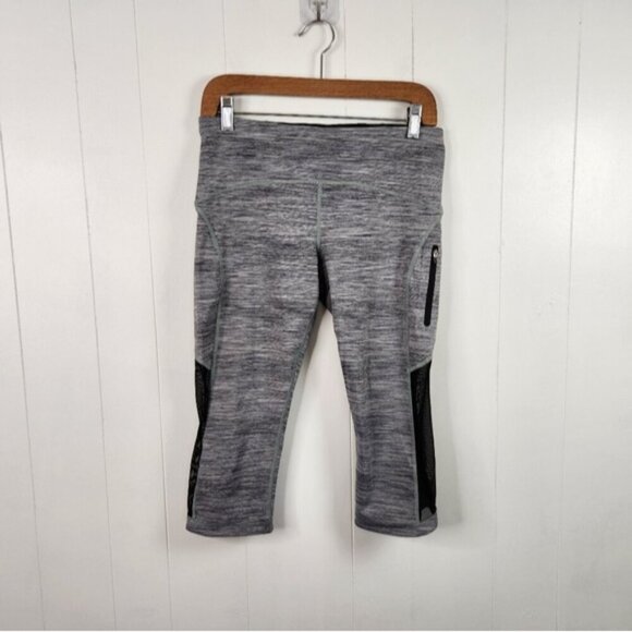 Lululemon Sun Runner Crop Leggings Space Dye Gray Black Cropped Size 8 Workout - Picture 6 of 11
